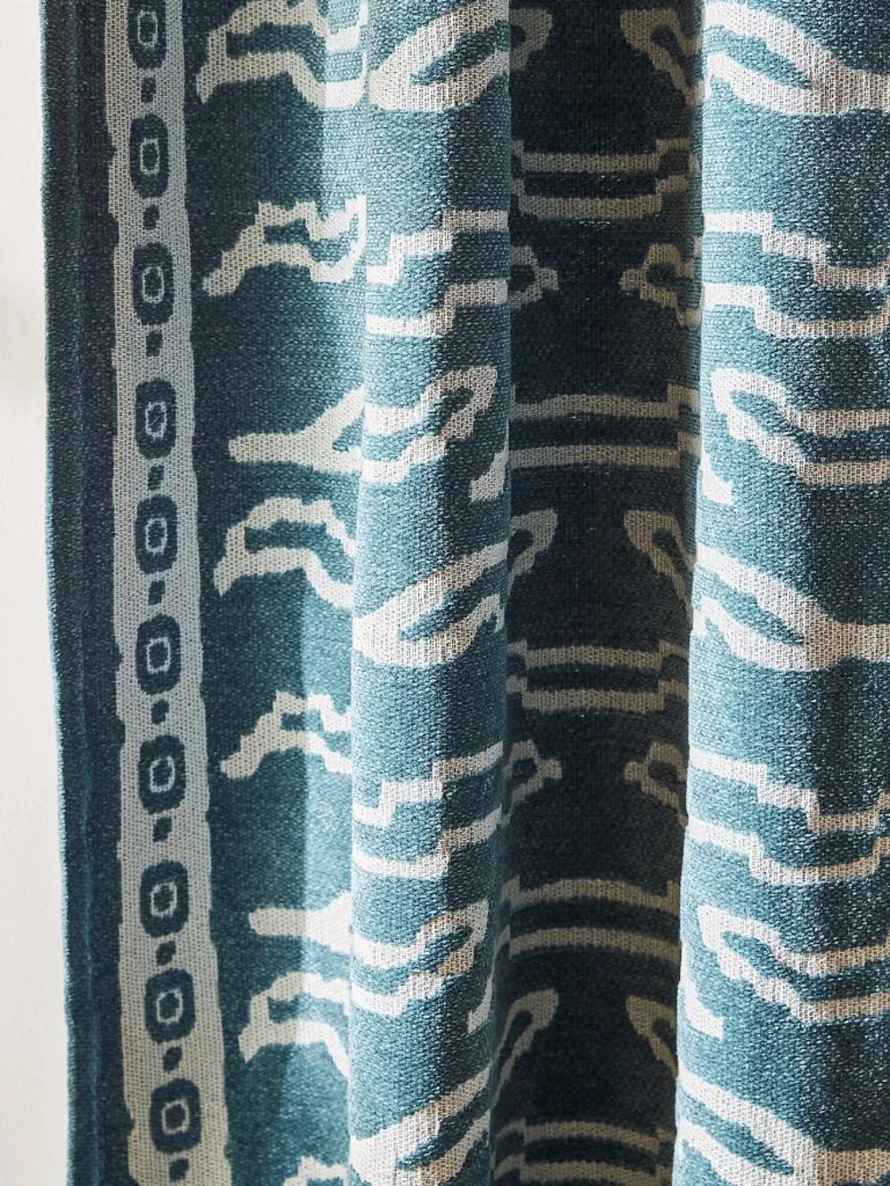 NEW Anthropologie Tiber Slate Blue Abstract Window Curtain 108”